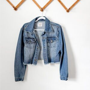 Love Tree Cropped Denim Jacket